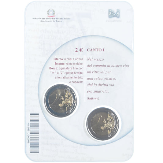 Itálie,
2 eura,
Dante Alighieri