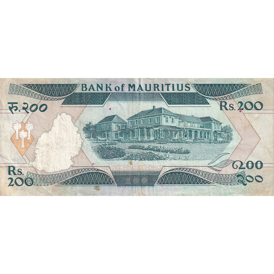 Bankovka,
Mauricius,
200 rupií