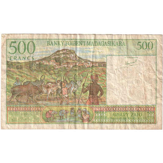 Madagaskar,
500 franků = 100 ariary,
VF(20-25)