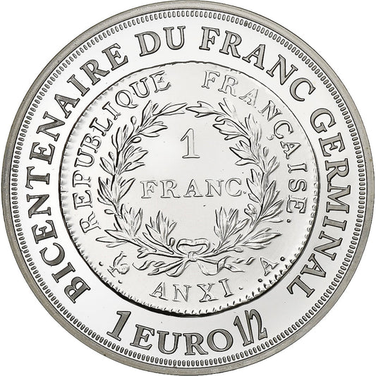 Francie,
1 1/2 eura,
Bicentenaire du franc germinal