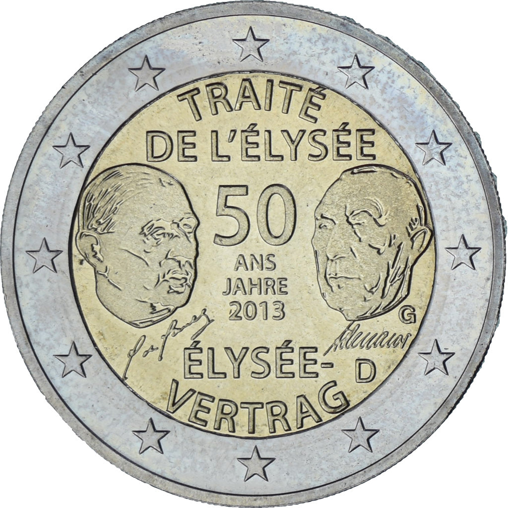 Německo,
2 eura,
Traité de l'Elysée