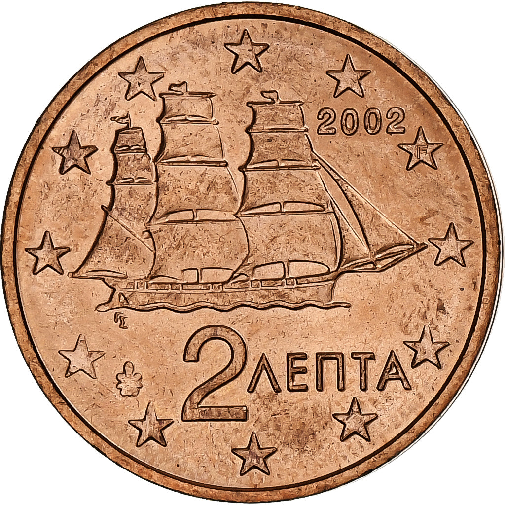Řecko,
2 euro centy,
2002