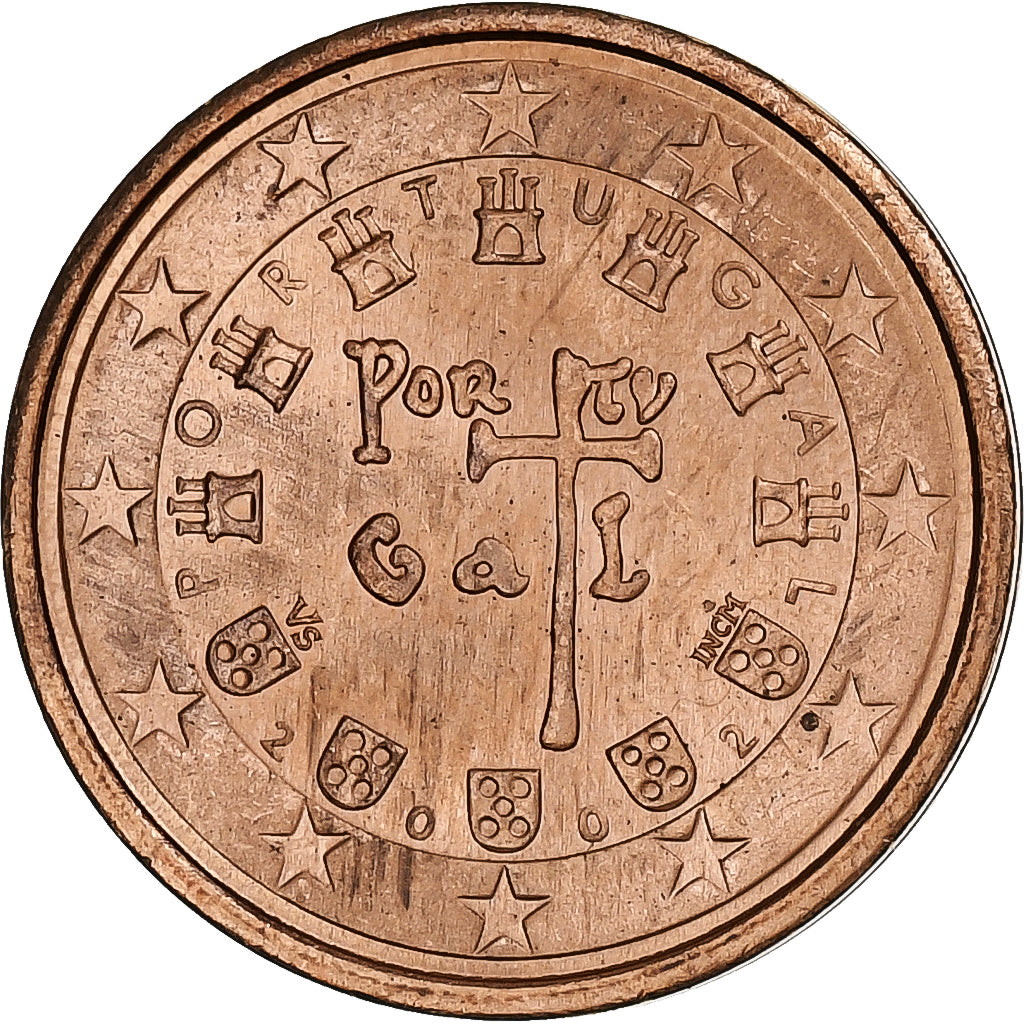 Portugalsko,
2 euro centy,
2002