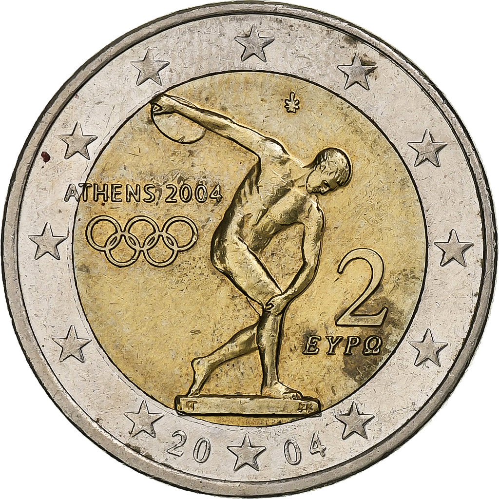 Řecko,
2 eura,
olympiáda v Aténách