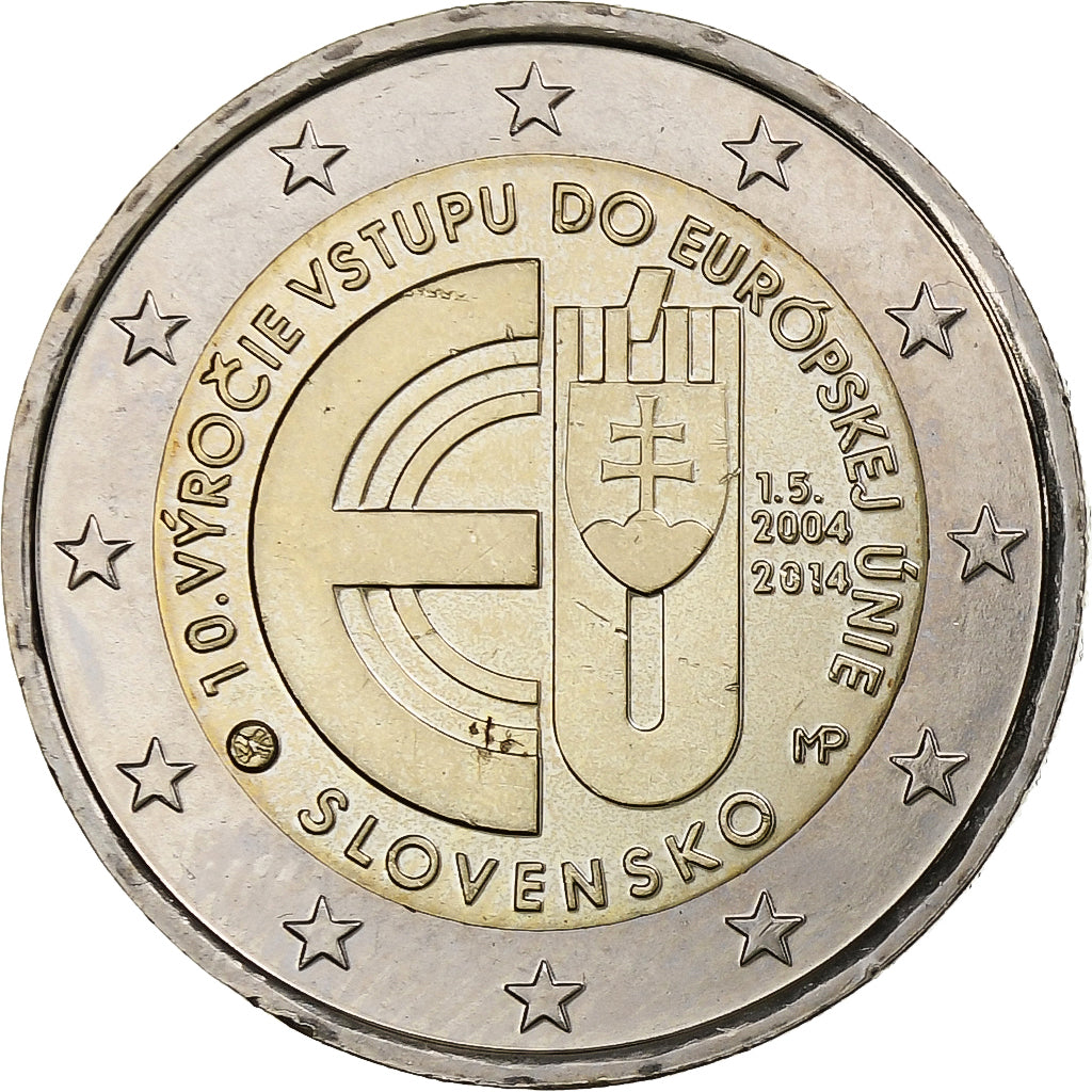 Slovensko,
2 eura,
10 let výročí adheze k EU