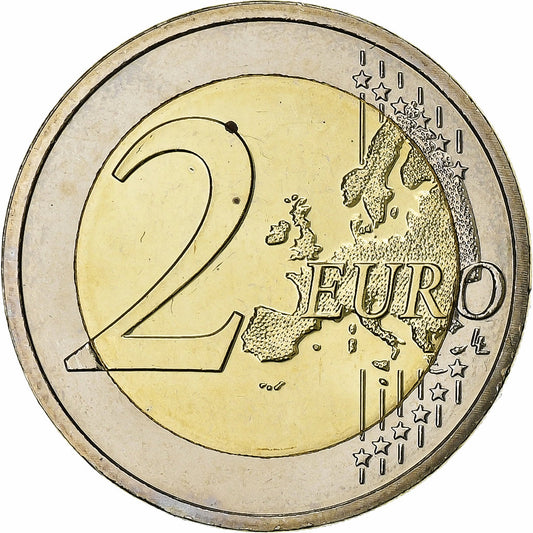 Malta,
2 eura,
10 Jahre Euro