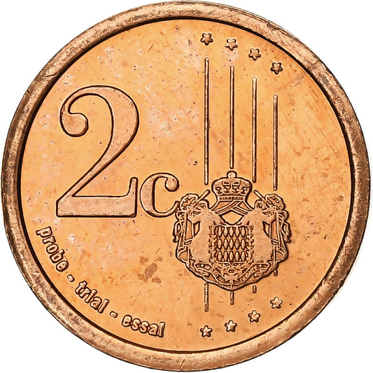 Monako,
2 euro centy,
neoficiální soukromá mince