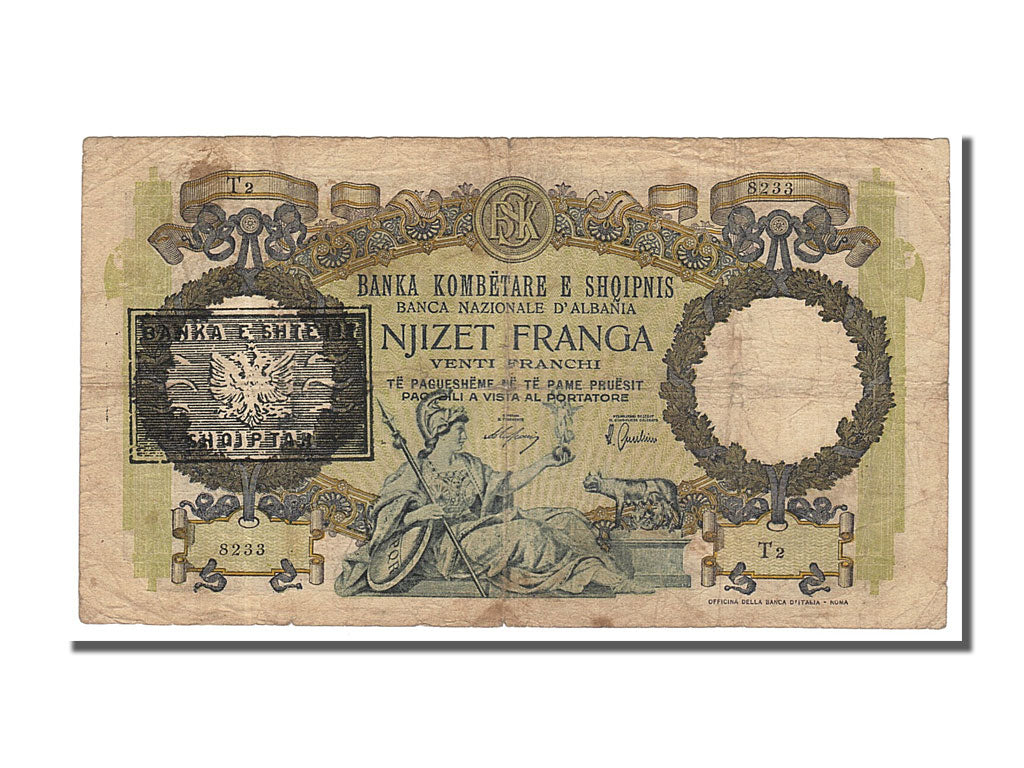 Bankovka,
Albánie,
20 Franga