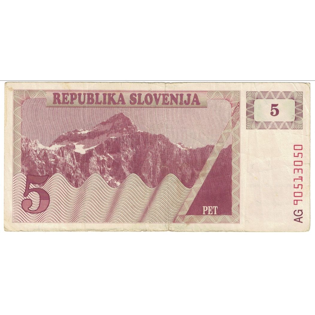 Bankovka,
Slovinsko,
5 (Tolarjev)