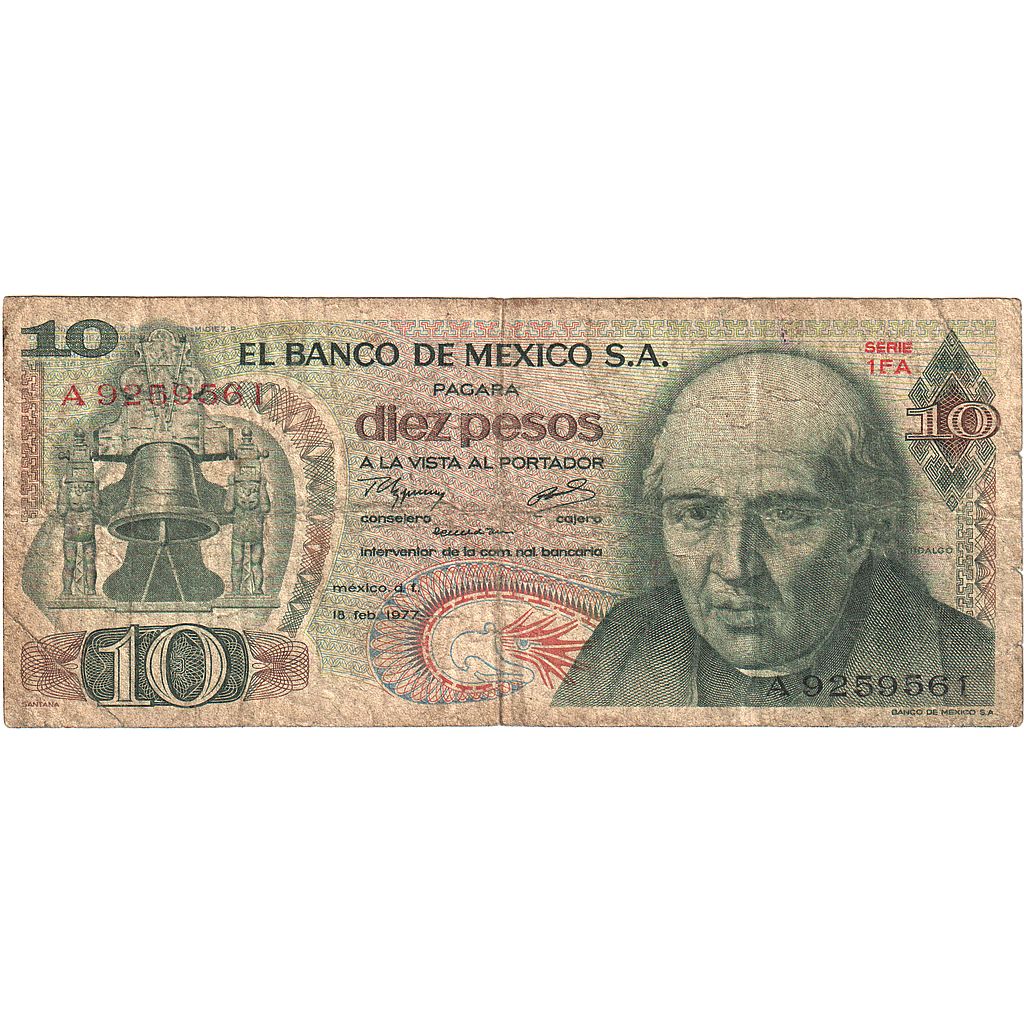 Mexiko,
10 pesos,
1975