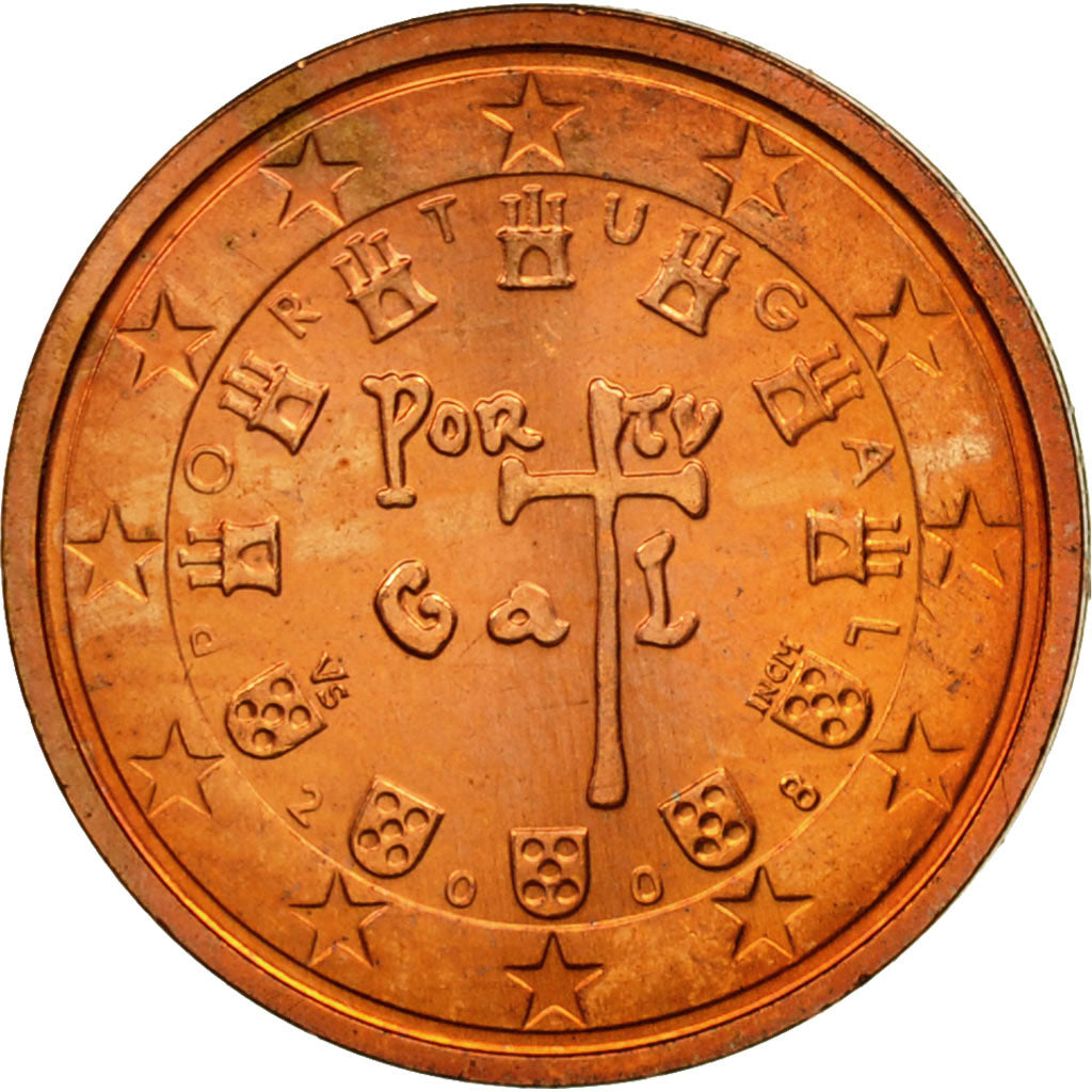 Portugalsko,
2 euro centy,
2008