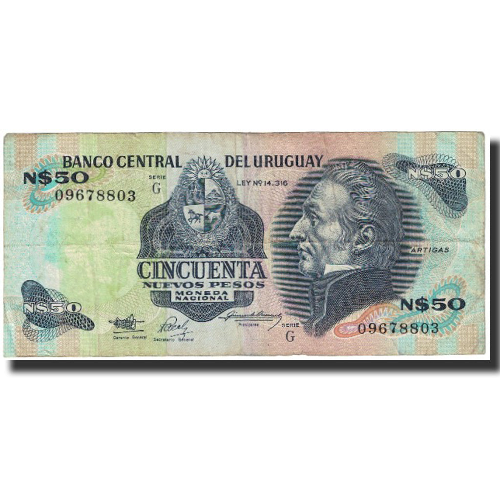 Bankovka,
Uruguay,
50 nových pesos