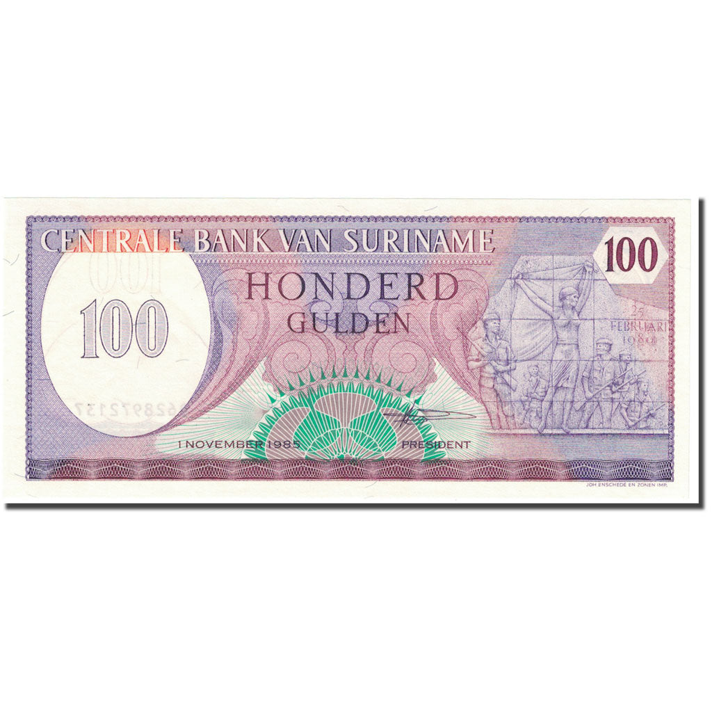 Bankovka,
Surinam,
100 zlatých