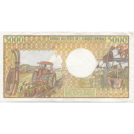 Bankovka,
Středoafrická republika,
5000 franků