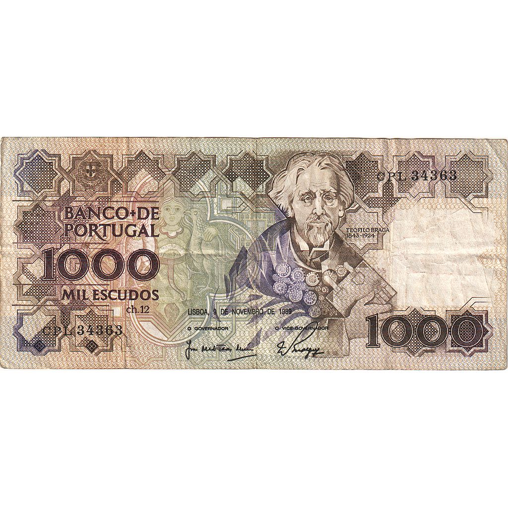 Bankovka,
Portugalsko,
1000 Escudos
