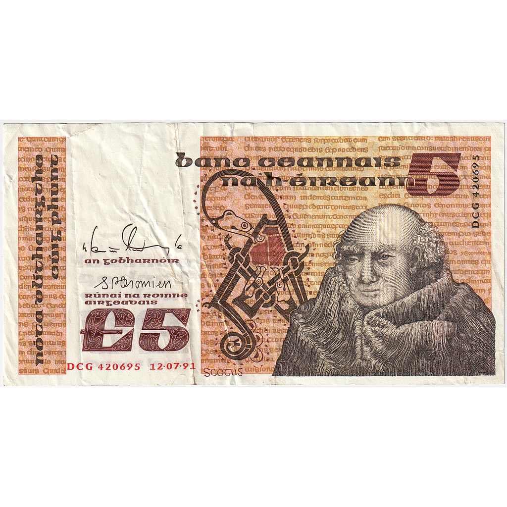 Bankovka,
Irsko – republika,
5 liber