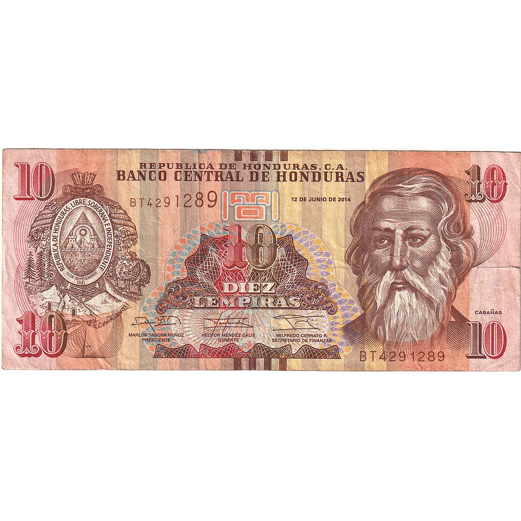 Bankovka,
Honduras,
10 lempir