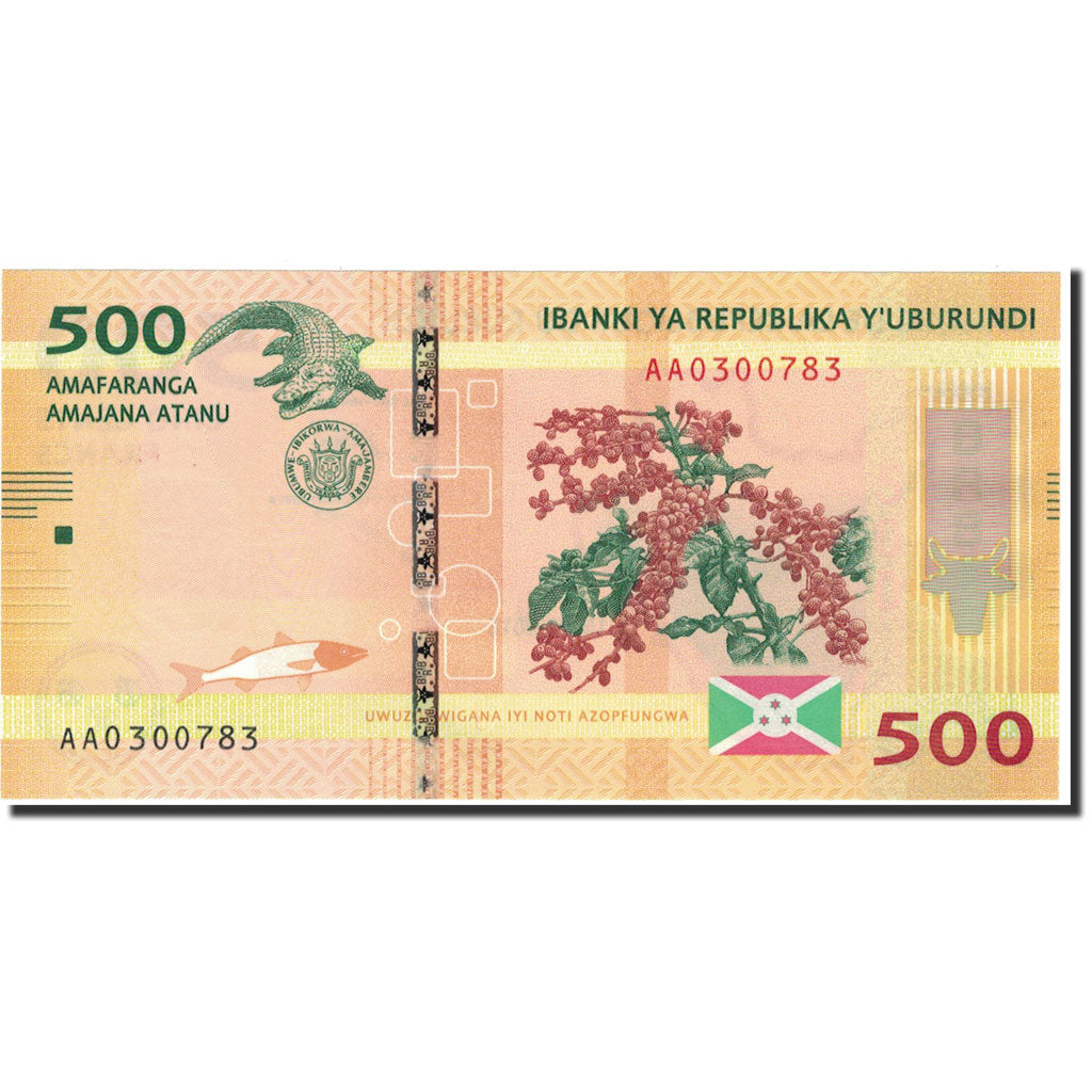Bankovka,
Burundi,
500 franků