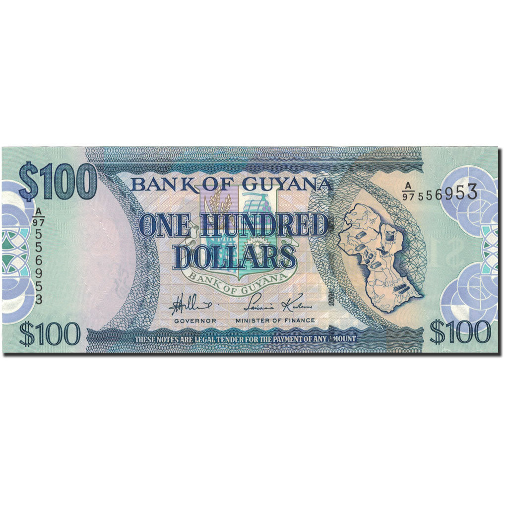 Bankovka,
Guyana,
100 dolarů