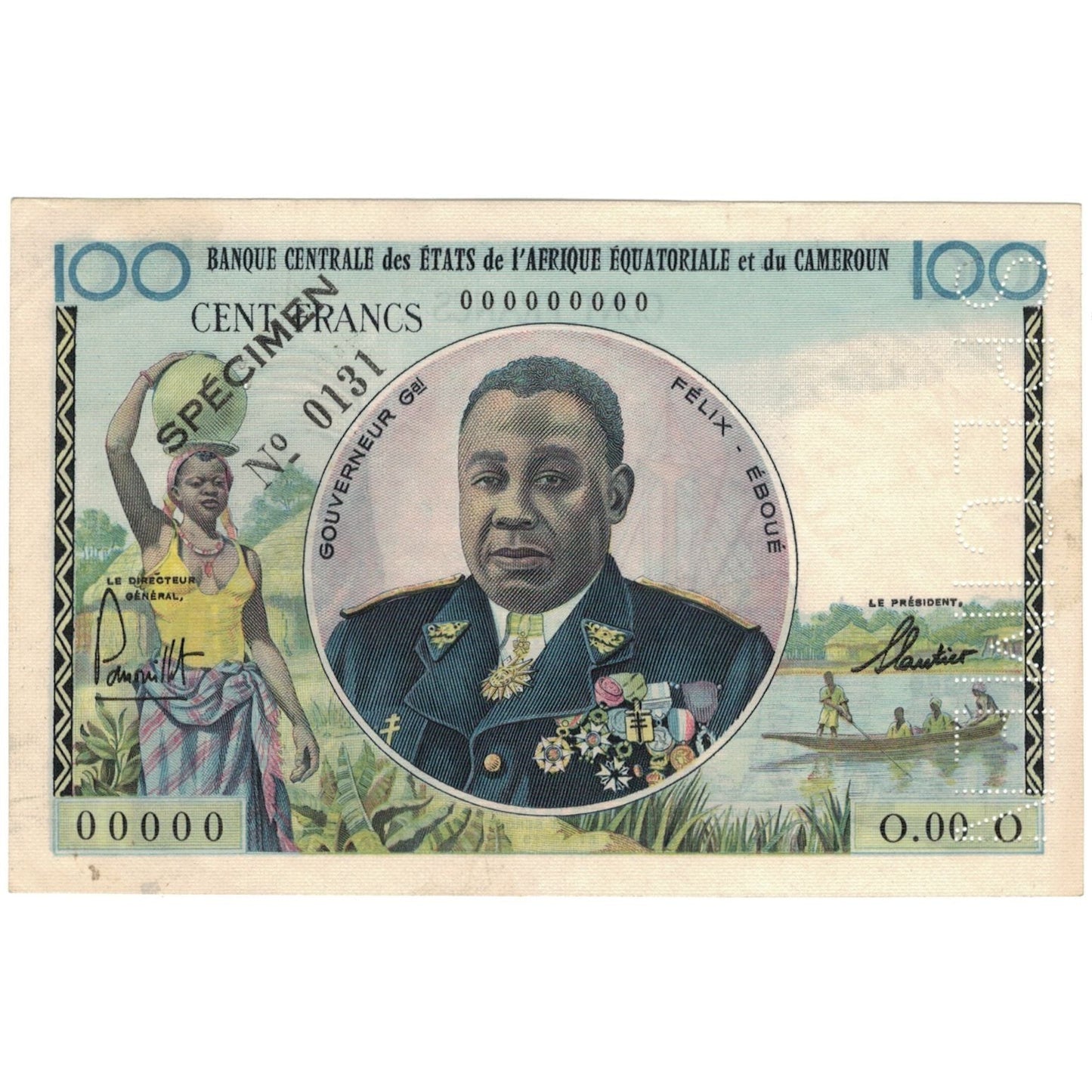 Bankovka,
středoafrické státy,
100 franků