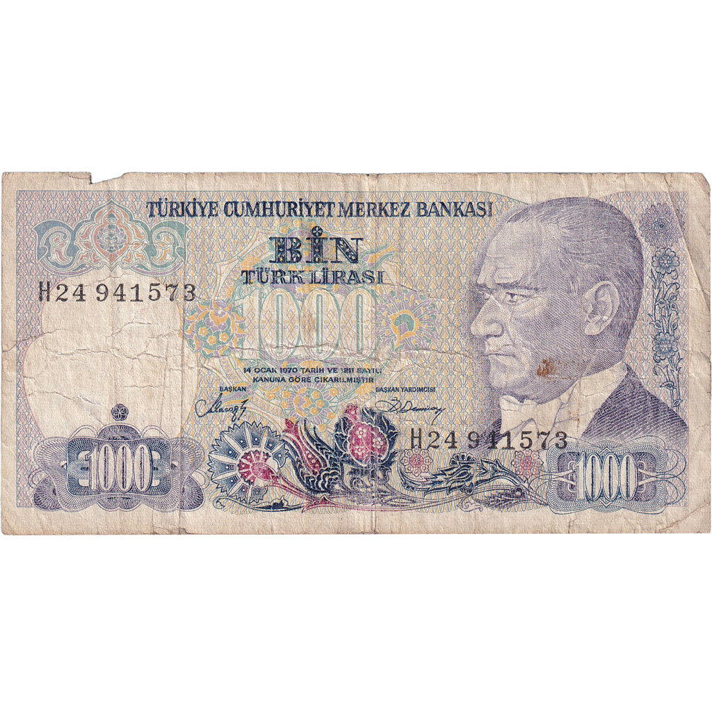 Bankovka,
Turecko,
1000 lir