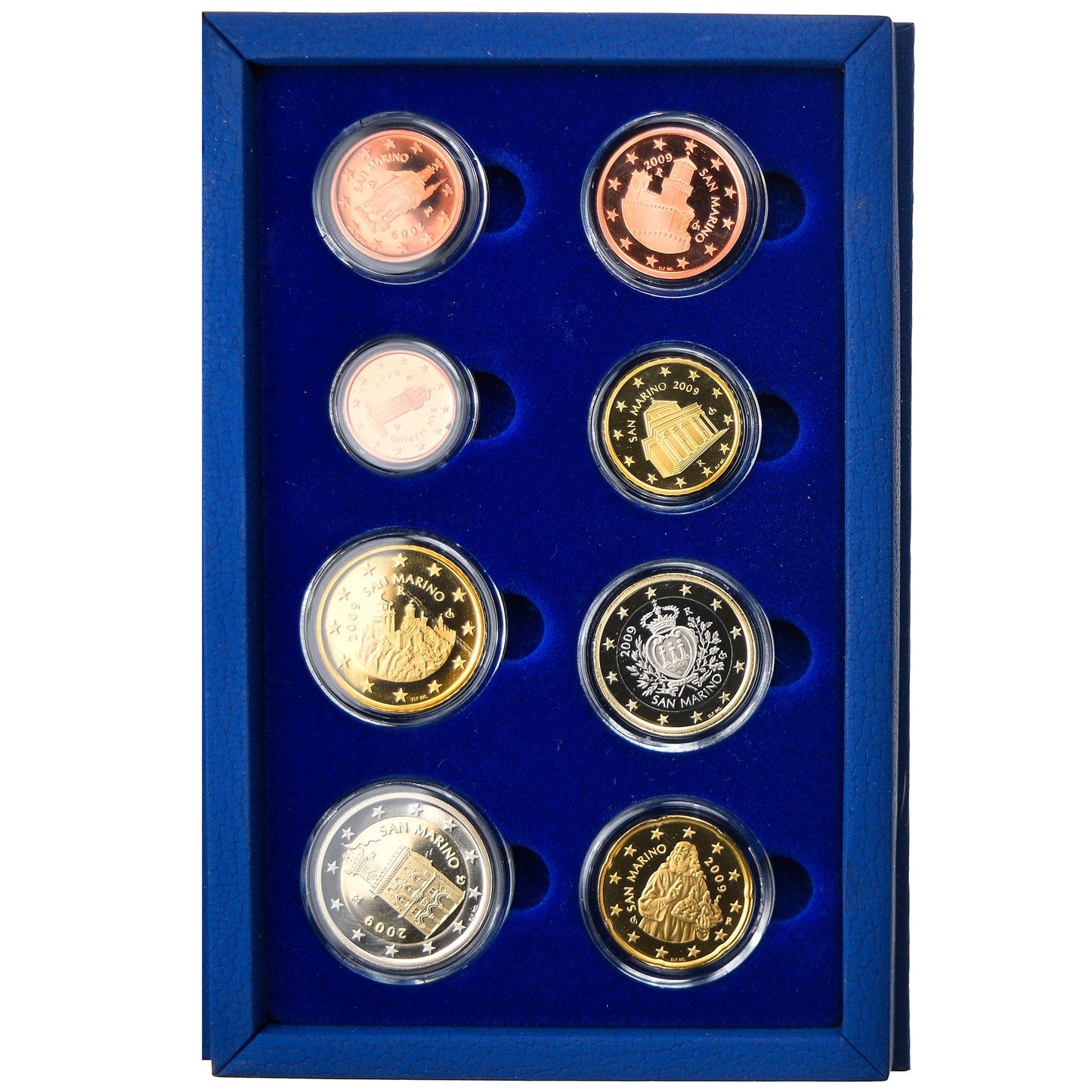 San Marino,
1 cent až 2 eura,
2009