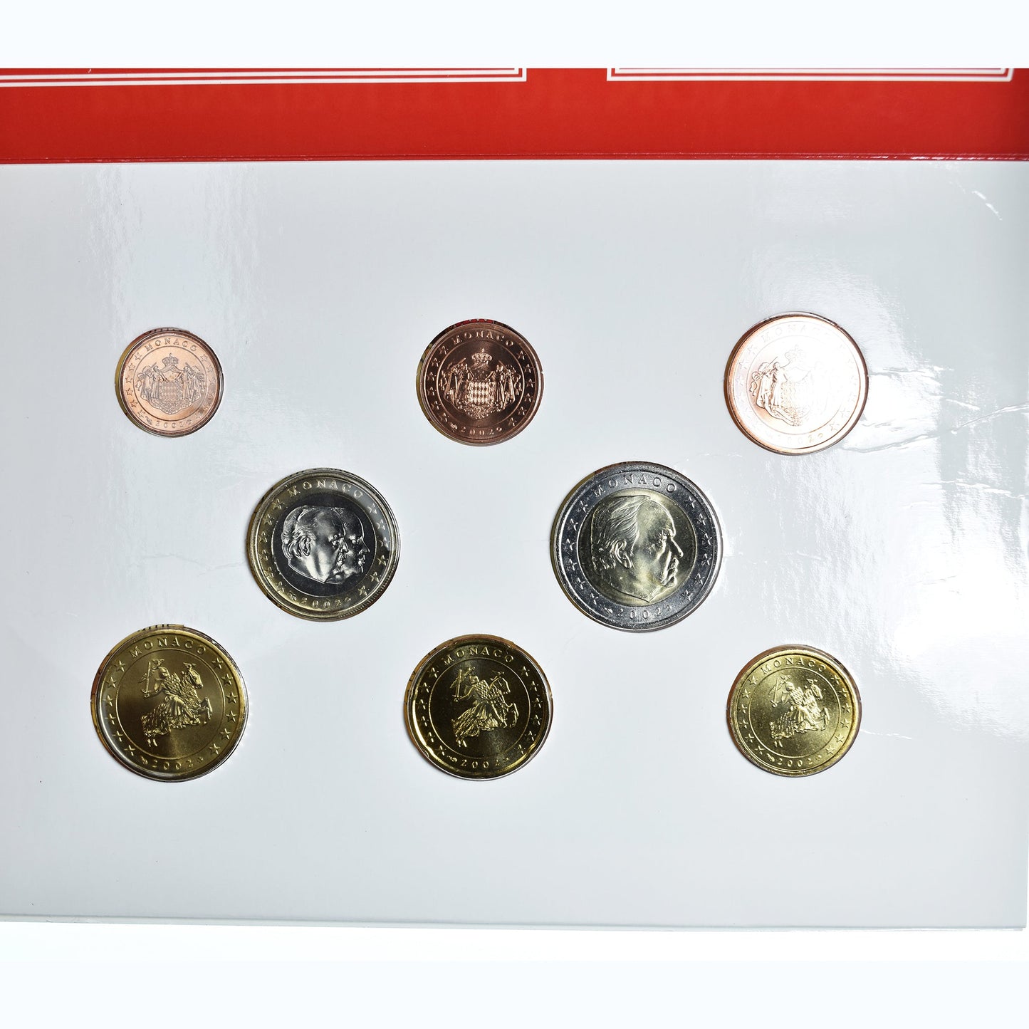 Monako, 
  
  1 cent až 2 eura, 
  
  Rainier III