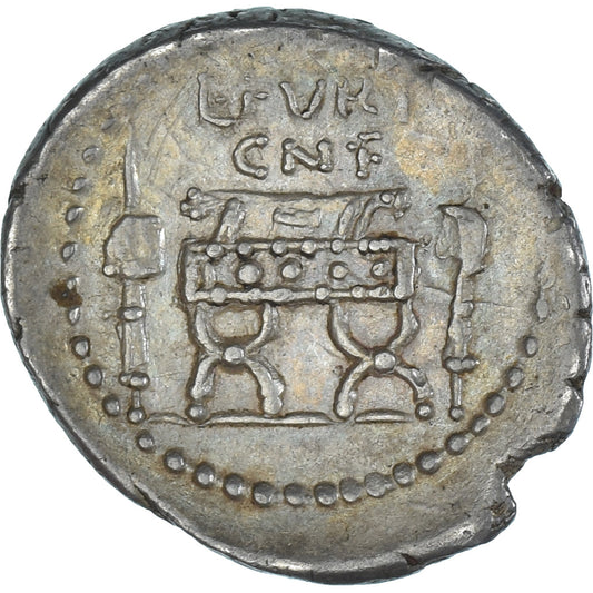 Mince, 
  
  L. Furius Brocchus, 
  
  denár