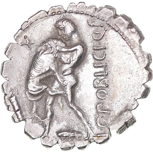 Mince, 
  
  C. Poblicius Q.f., 
  
  Denár Serratus