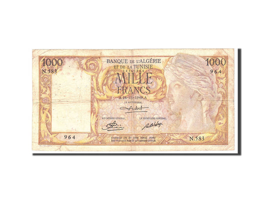 Bankovka, 
  
  Alžírsko, 
  
  1000 franků