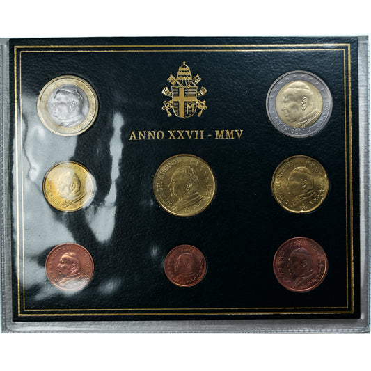 Vatikán, 
  
  1 cent až 2 eura, 
  
  2005