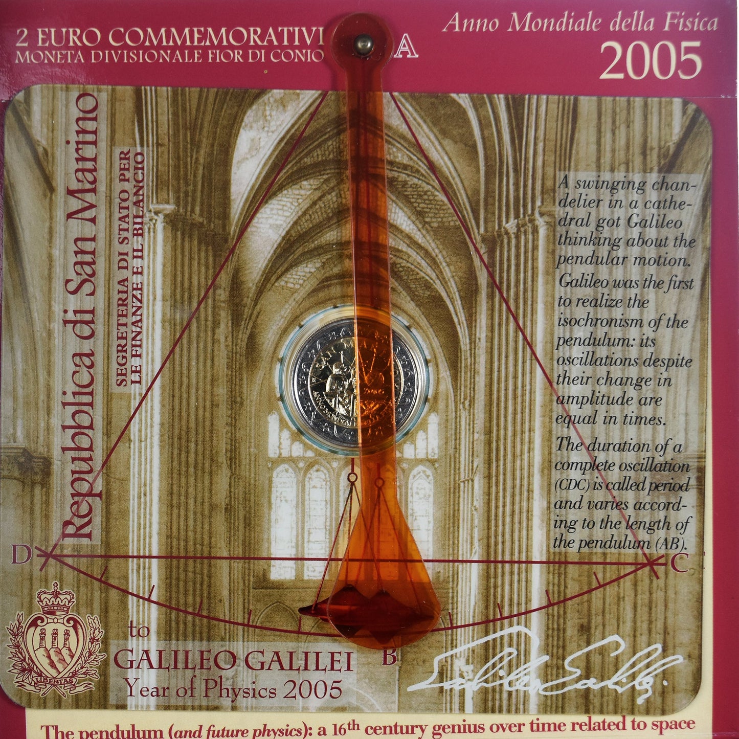 San Marino, 
  
  2 eura, 
  
  Galileo Galilei