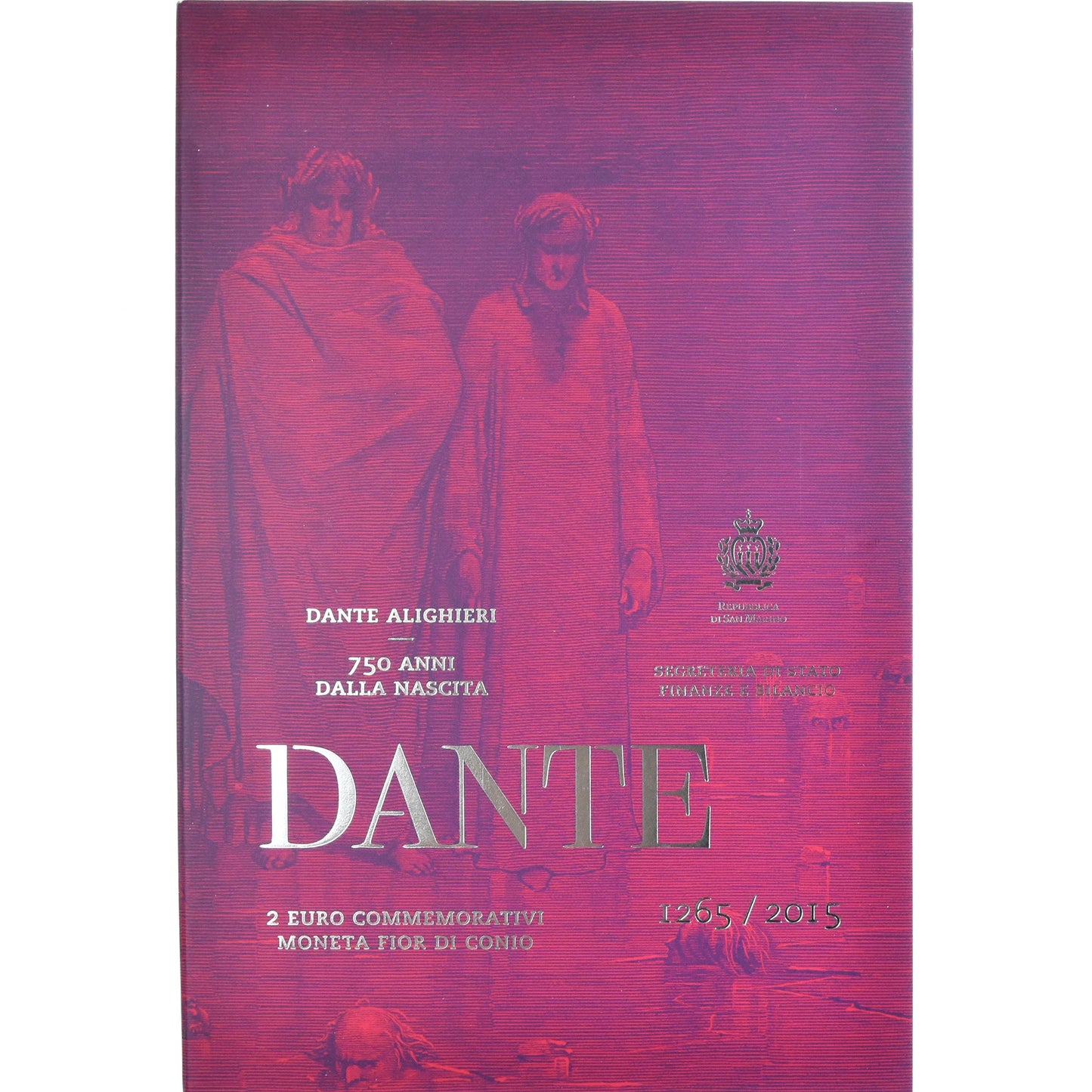 San Marino, 
  
  2 eura, 
  
  750 let výročí De La Naissance De Dante