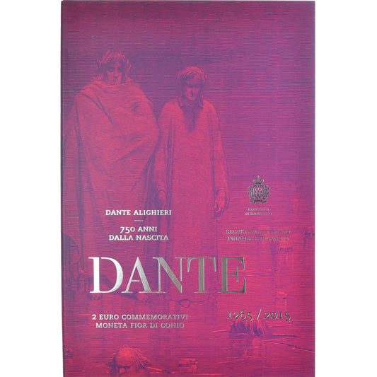 San Marino, 
  
  2 eura, 
  
  750 let výročí De La Naissance De Dante