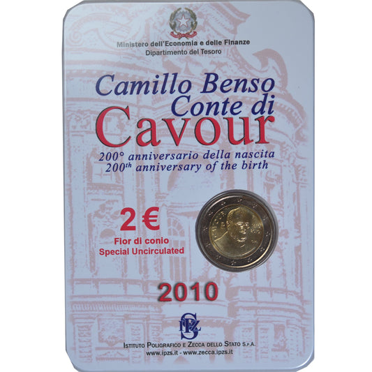 Itálie, 
  
  2 eura, 
  
  Camillo Benso comte di Cavour