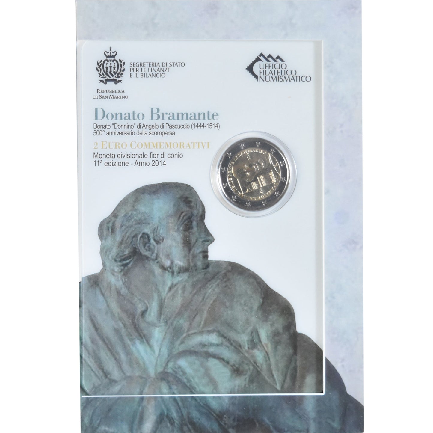 San Marino, 
  
  2 eura, 
  
  500 let výročí smrti Bramante