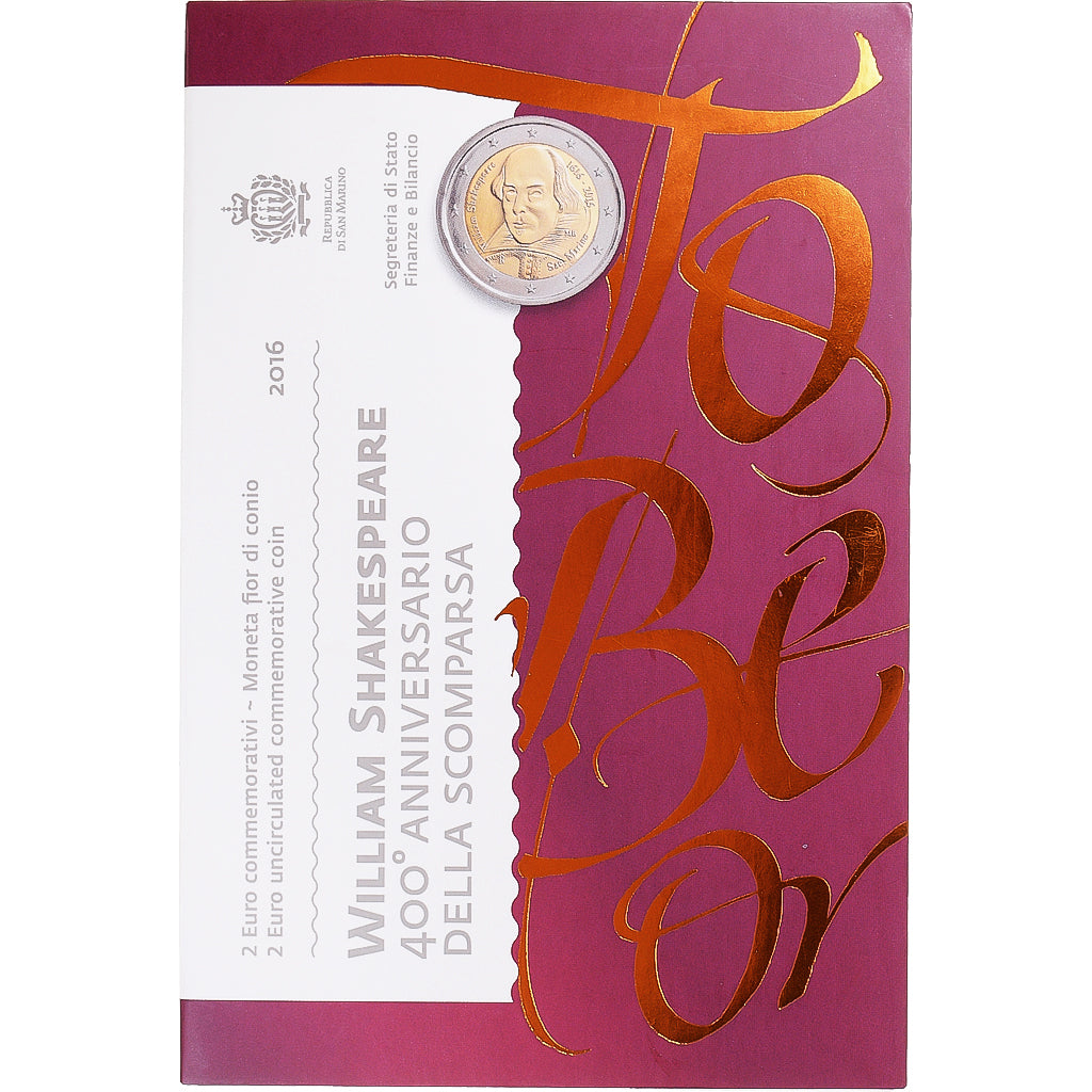 San Marino, 
  
  2 eura, 
  
  William Shakespeare – 400. výročí