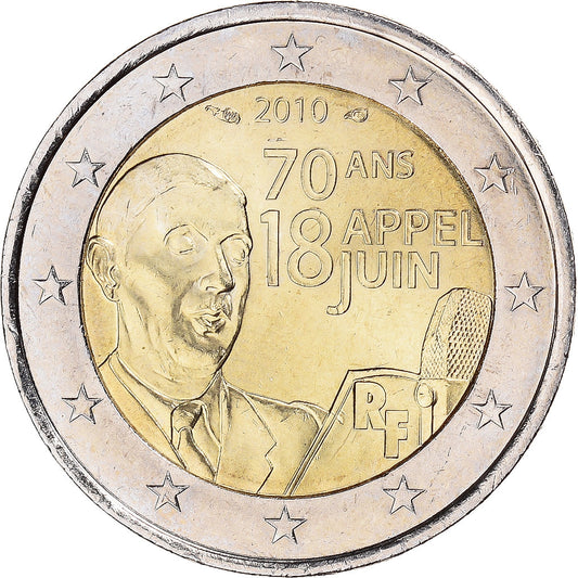 Francie, 
  
  2 eura, 
  
  Charles De Gaulle