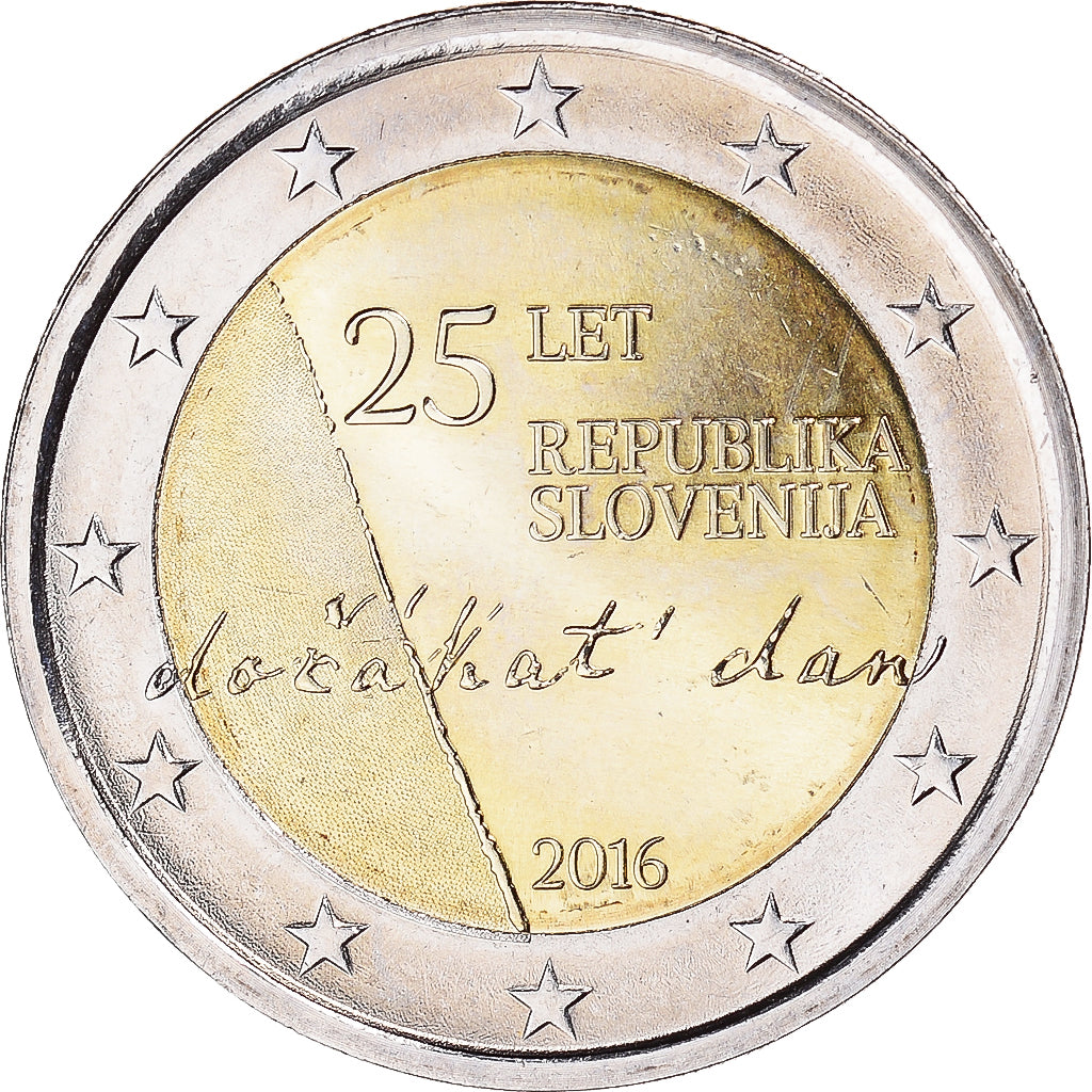 Slovinsko, 
  
  2 eura, 
  
  25. výročí nezávislosti