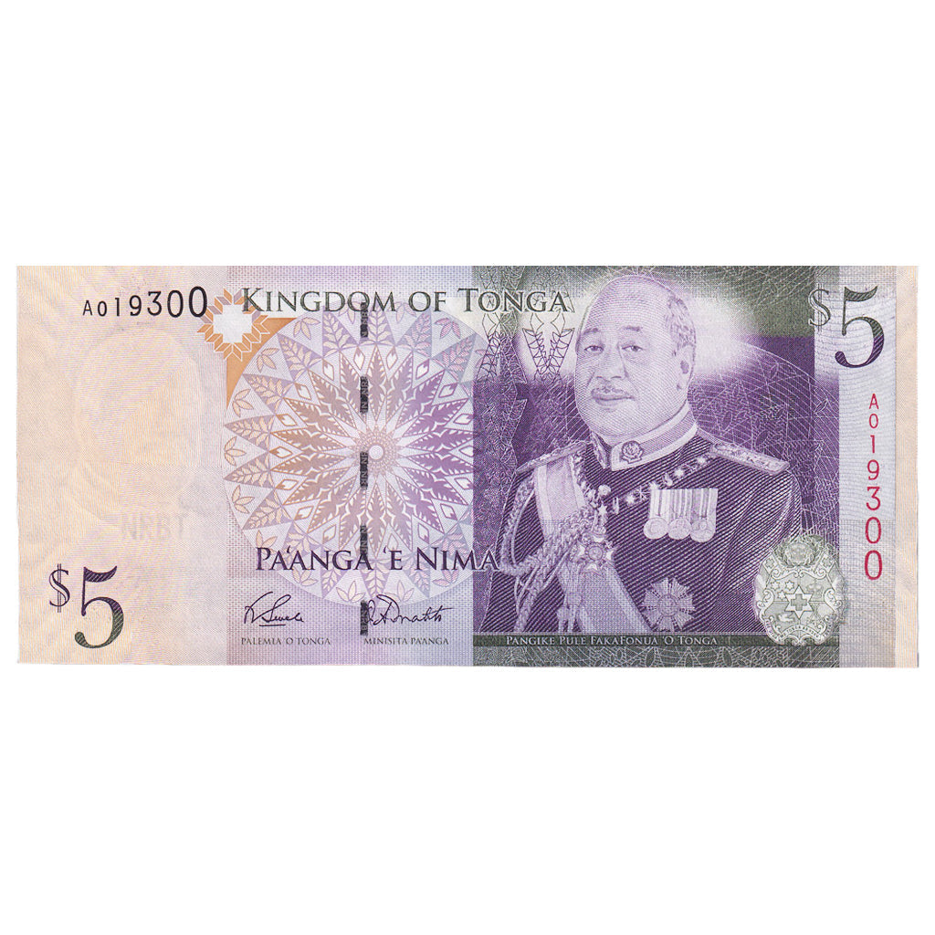 Bankovka, 
  
  tonga, 
  
  5 Pa'anga
