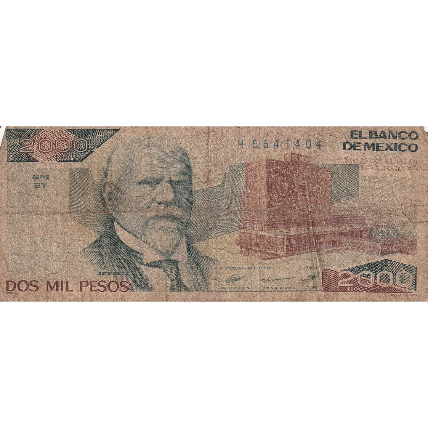 Bankovka, 
  
  Mexiko, 
  
  2000 pesos
