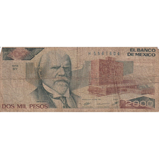 Bankovka, 
  
  Mexiko, 
  
  2000 pesos