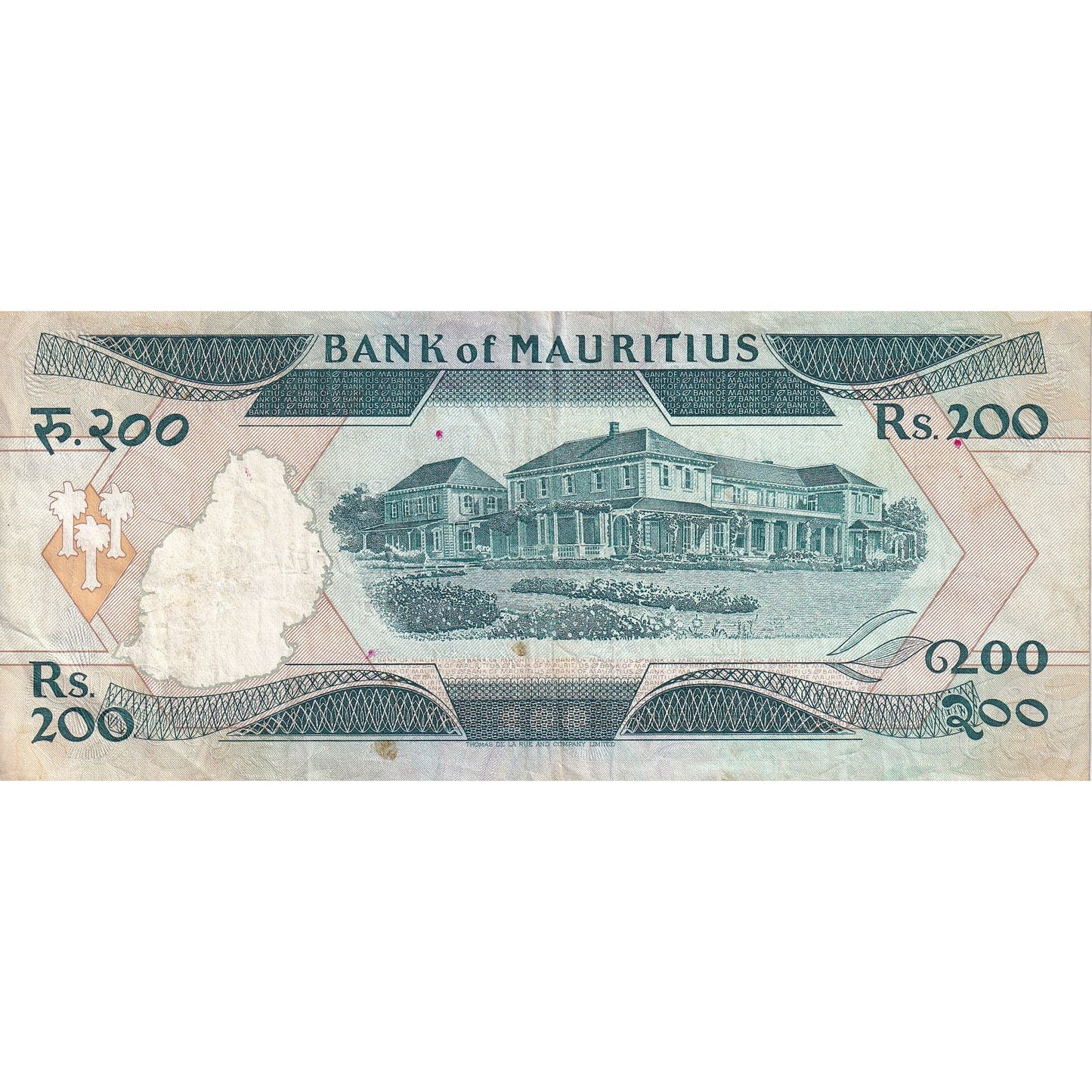 Bankovka, 
  
  Mauricius, 
  
  200 rupií