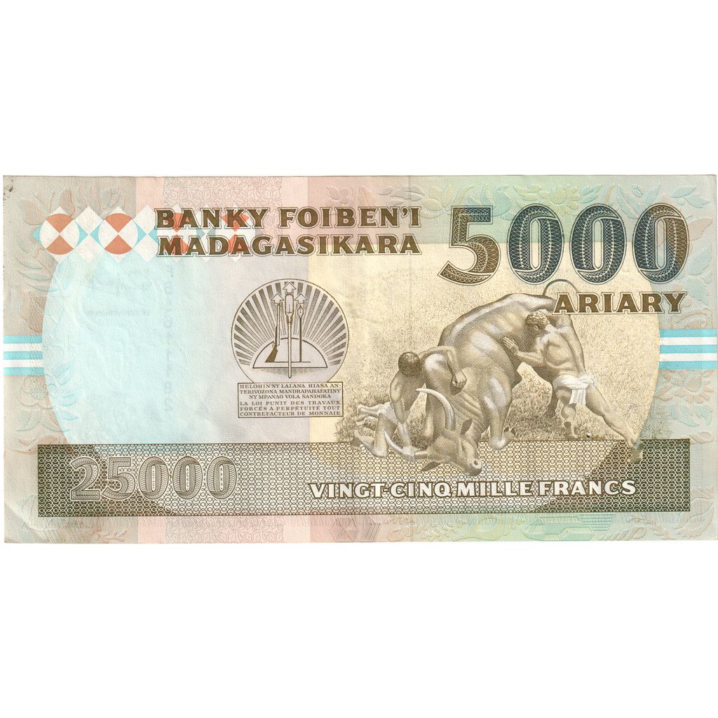 Madagaskar, 
  
  25, 
  
  000 franků = 5000 ariary