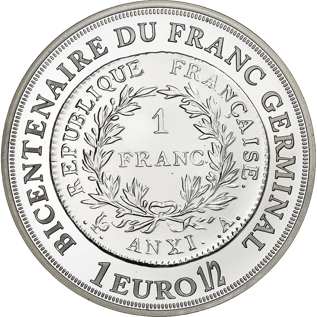 Francie, 
  
  1 1/2 eura, 
  
  Bicentenaire du franc germinal