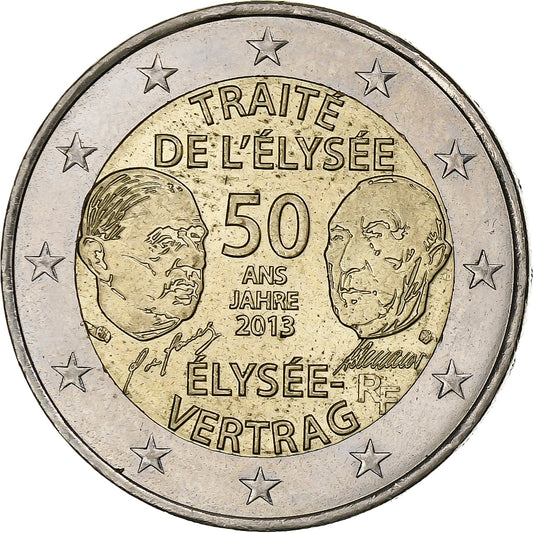 Francie, 
  
  2 eura, 
  
  Traité de l'Elysée