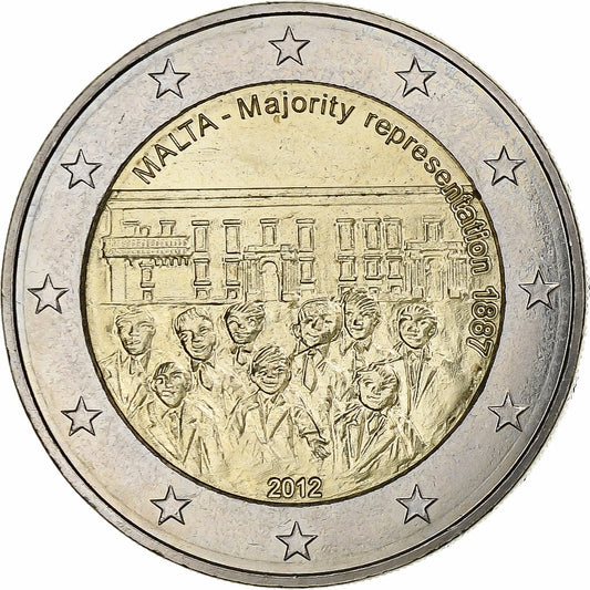 Malta, 
  
  2 eura, 
  
  Většinové zastoupení