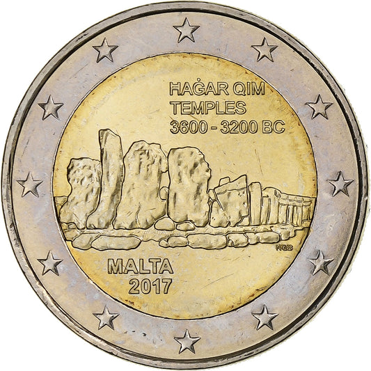 Malta, 
  
  2 eura, 
  
  Chrám de Hagar Qim
