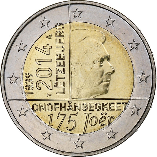 Lucembursko, 
  
  2 eura, 
  
  2014
