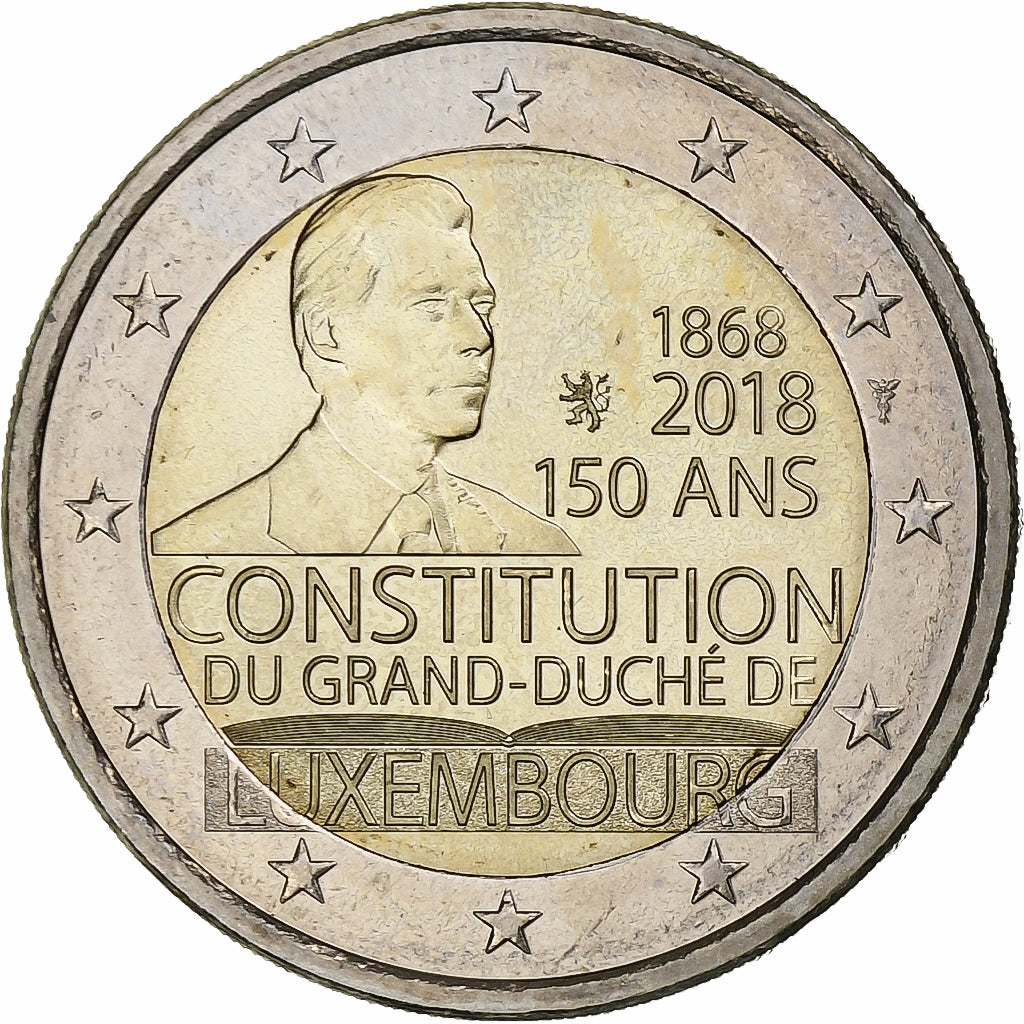 Lucembursko, 
  
  2 eura, 
  
  150 ans de la Constitution